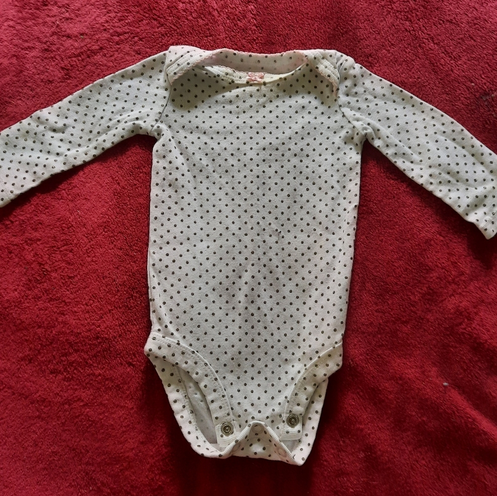 Girls - Onesie - 3 Months - White with Gold Dots- Cute!